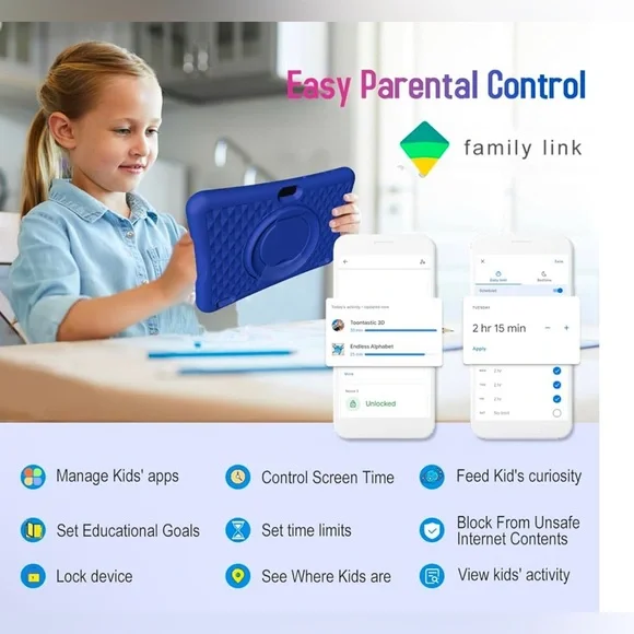 Kids Tablet, 10.1 Inch Android Toddler Tablet with Case used like new no scrach - Picture 3 of 6